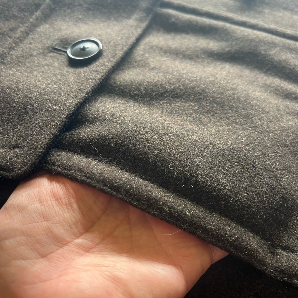 🤎Banana Republic Italian Wool Olive Pea Coat • Mario Bellucci Fabric • Rare - Picture 8 of 8